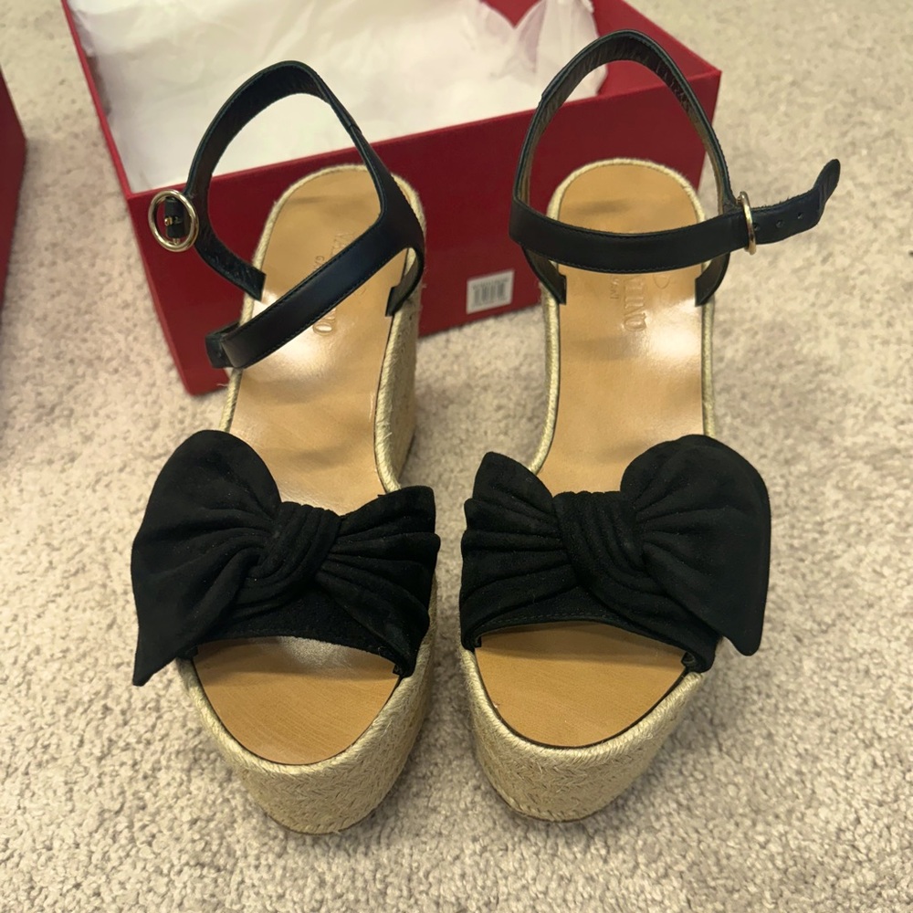 Valentino black suede wedges size 37. EUC worn twice.